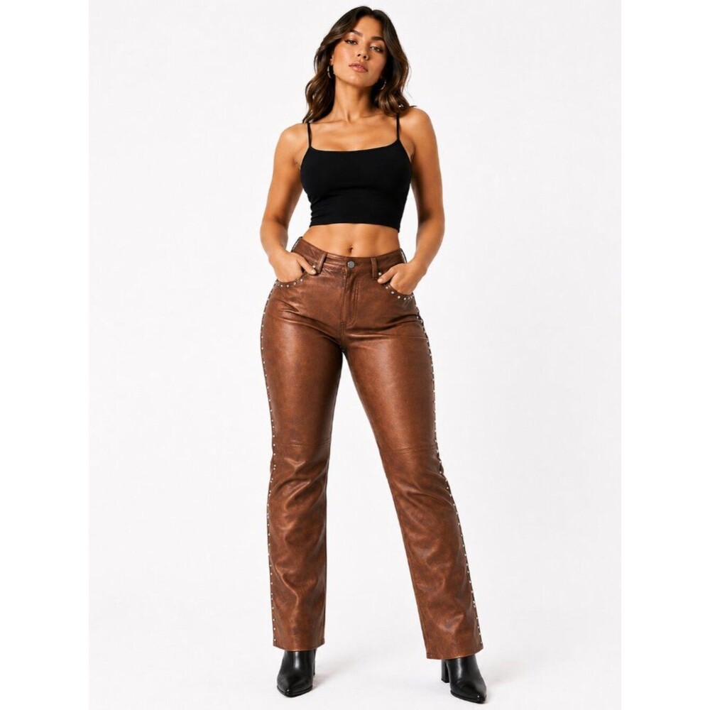 RARE Harley Davidson Vintage Curvy Leather Pants Size 8 NWOT